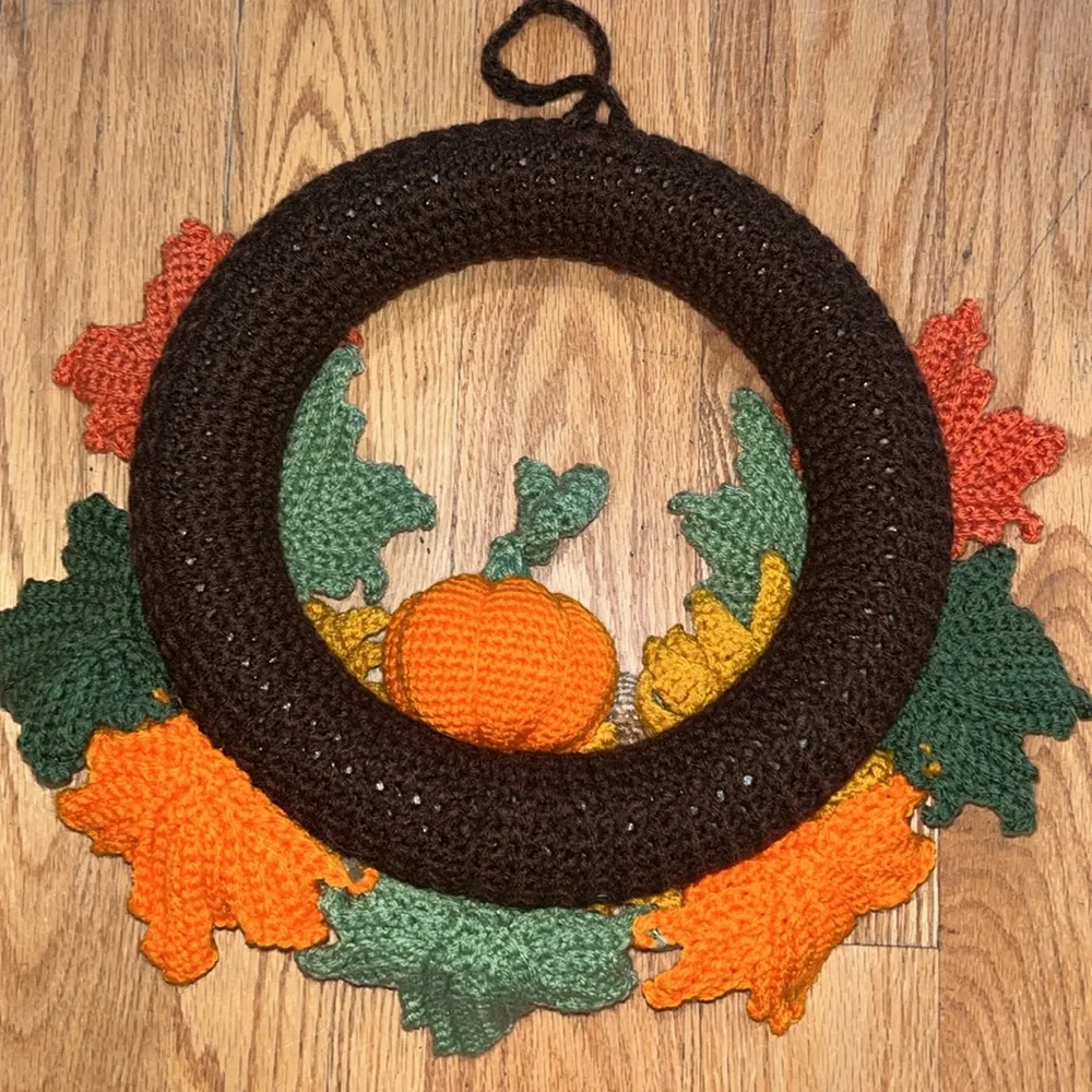 Crochet Sunflower and Pumpkin Wreath